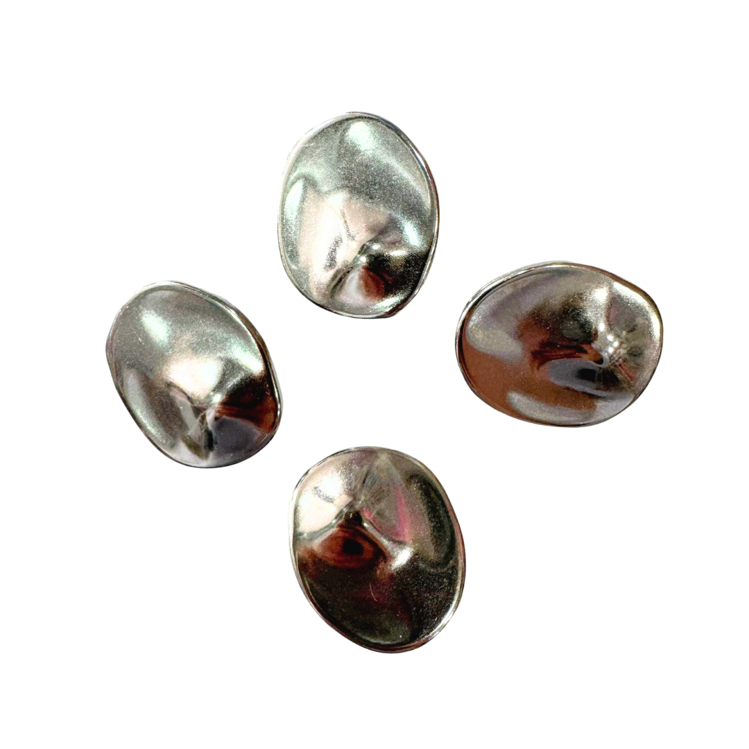 Oval Metal Düğme Gümüş Rengi