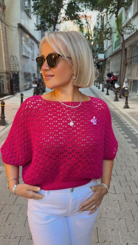 Berry Lace Örgü Bluz Kiti