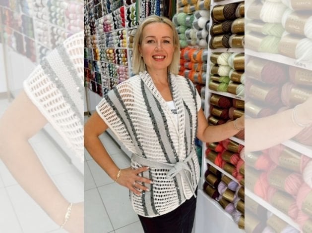 File Kuşaklı Örgü Yelek Kiti