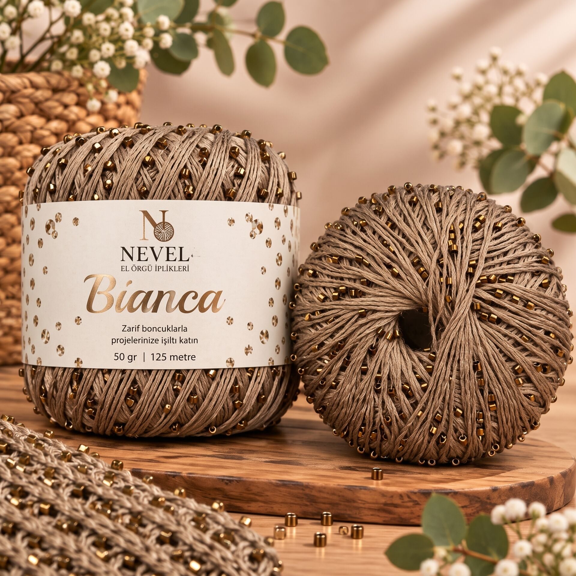 Nevel Bianca Boncuklu Örgü İpi
