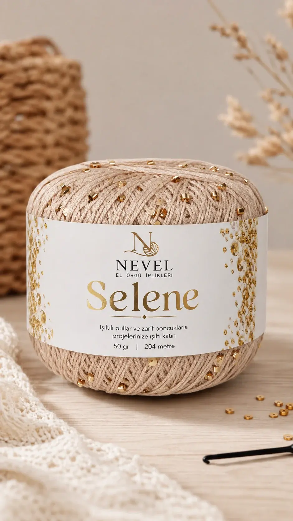 Nevel Selene Boncuklu Ve Pullu Örgü İpi