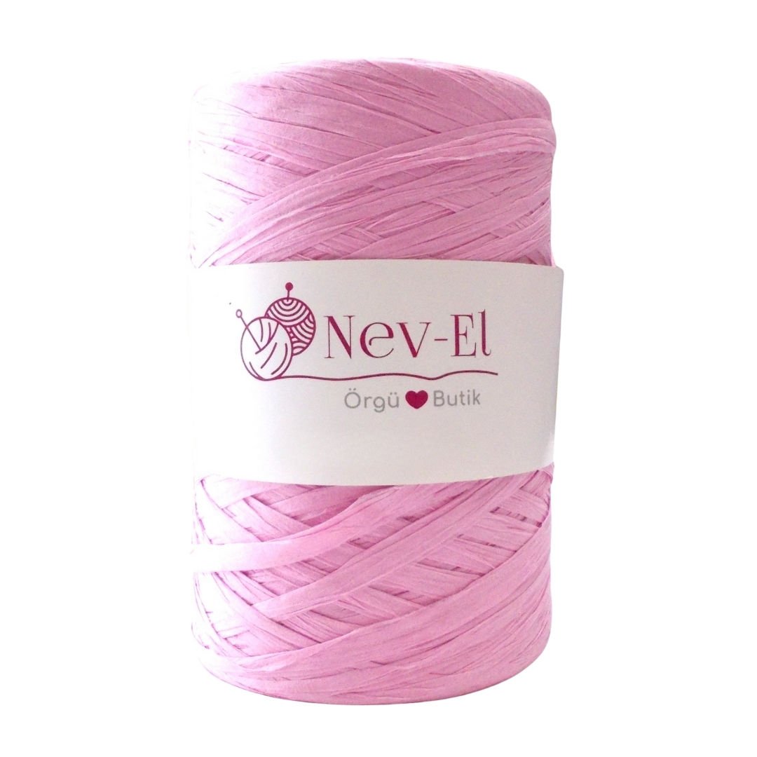 Nevel Rafya – %100 Doğal Kağıt Rafya | 150g / 230m 16-Açık Pembe